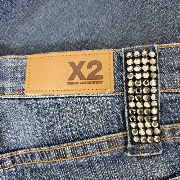 X2  Bootcut Jeans with bling rhinestones, Waist 31, Size 2 - Picture 7 of 11